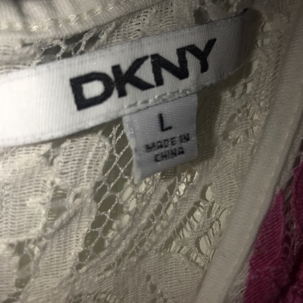 Pink and White lace DNKY shirt